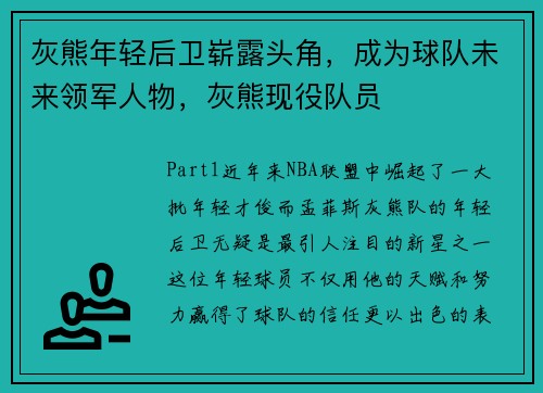 灰熊年轻后卫崭露头角，成为球队未来领军人物，灰熊现役队员